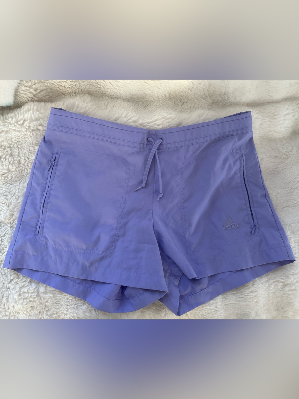 adidas women’s Lavender Athletic Shorts with Zip Pockets